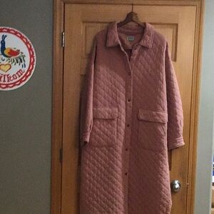 Long Quilted Pink Coat